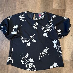 Vince Camuto Black and White Floral Blouse